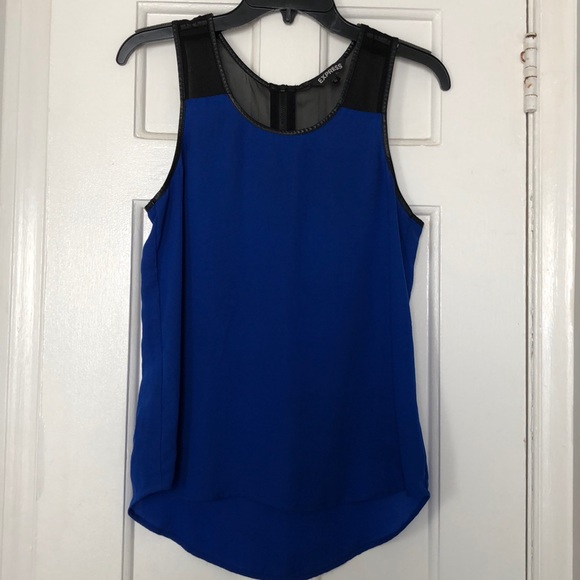 Express Tops - 💜 EUC Express Blue Tank w leather trim XS